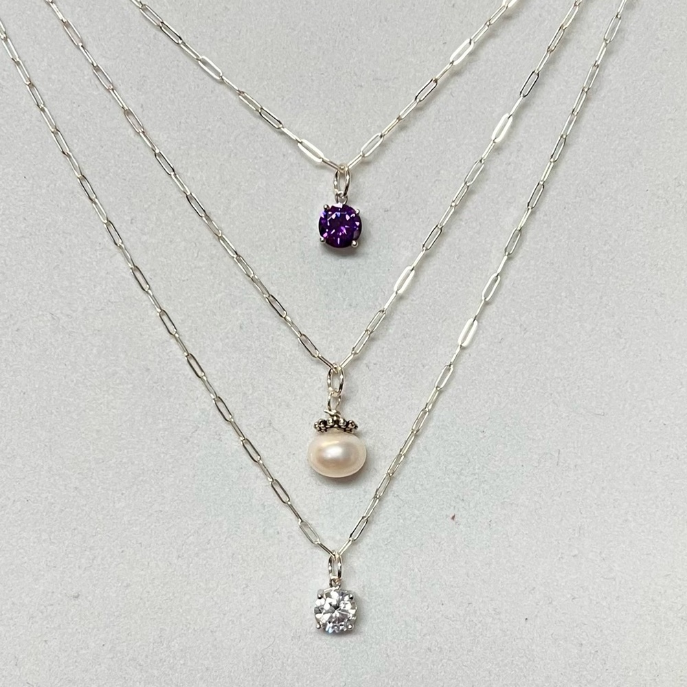 925 Sterling Silver. Three layers. Necklace - Picture 2 of 7
